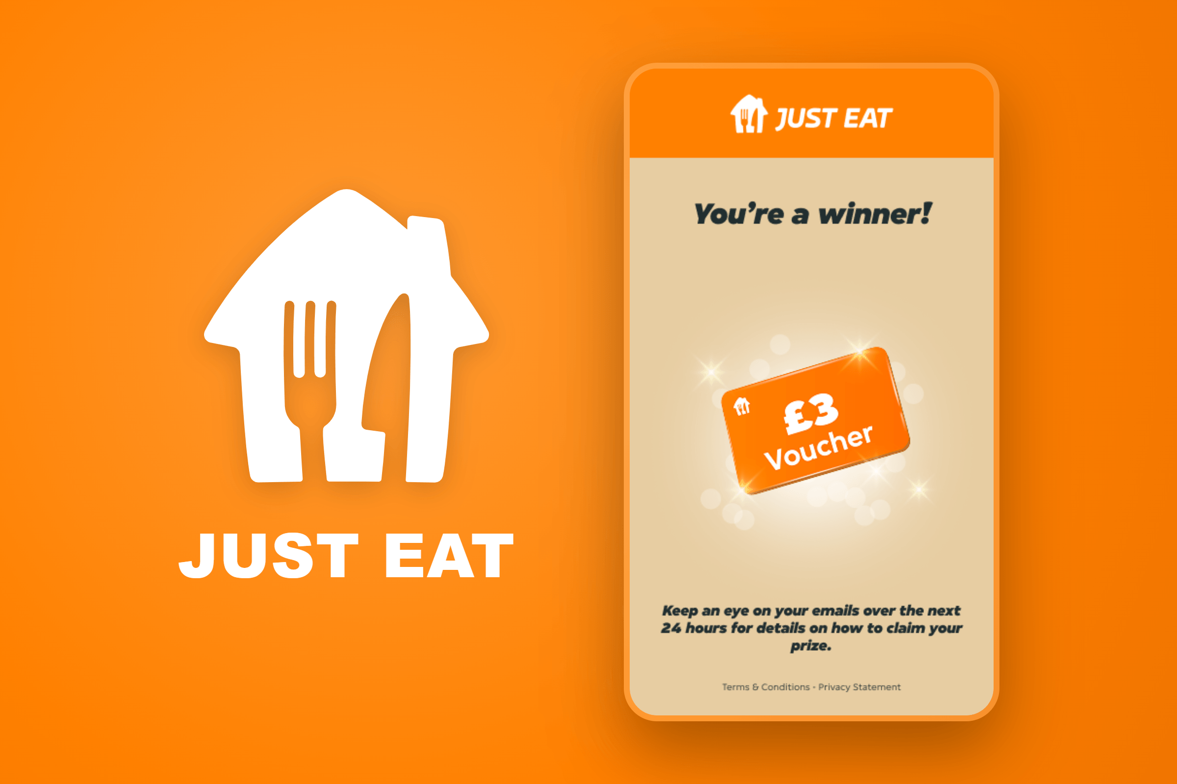 Just Eat Takeaway winner voucher screen