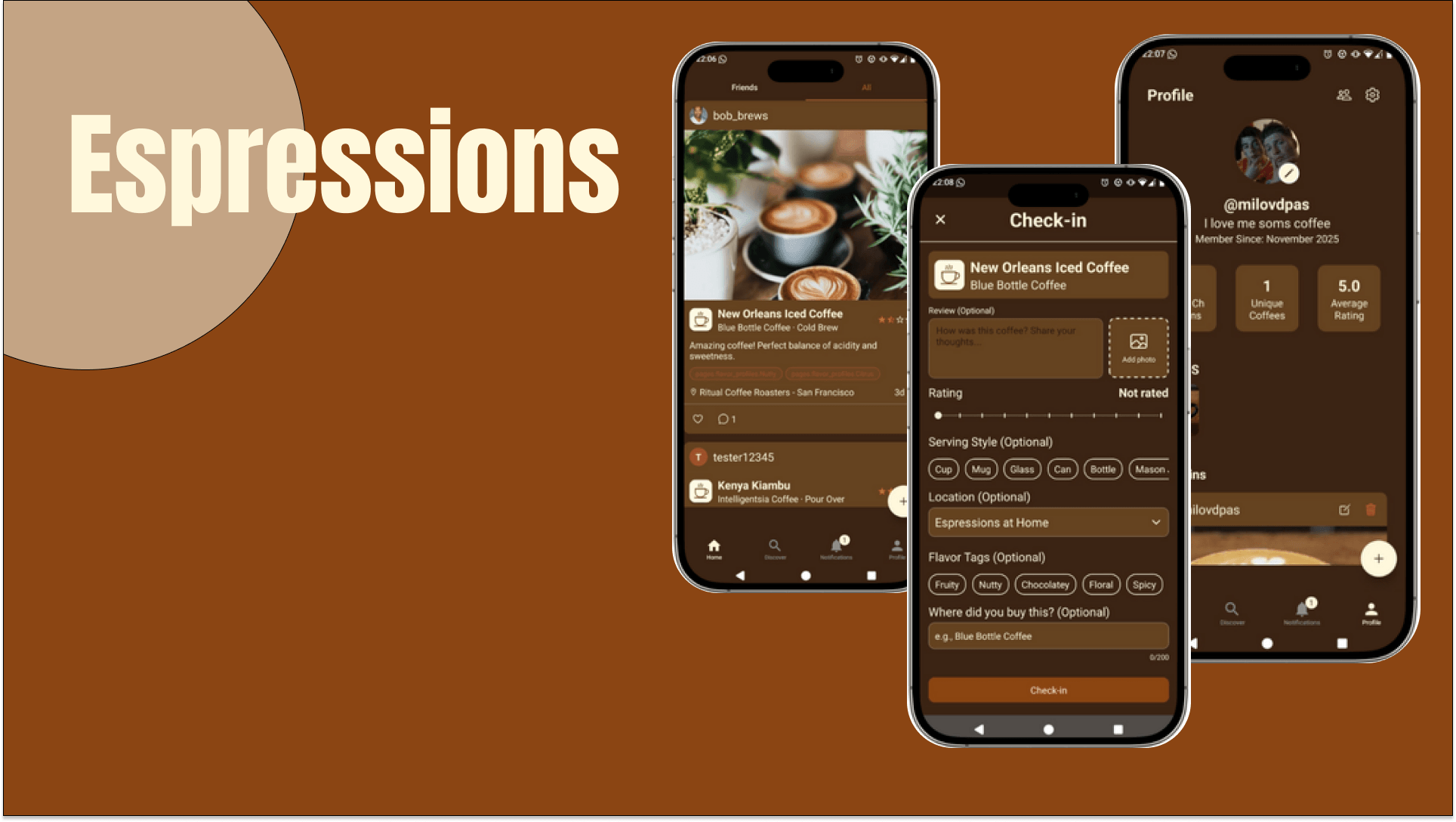 Espressions coffee check-in app